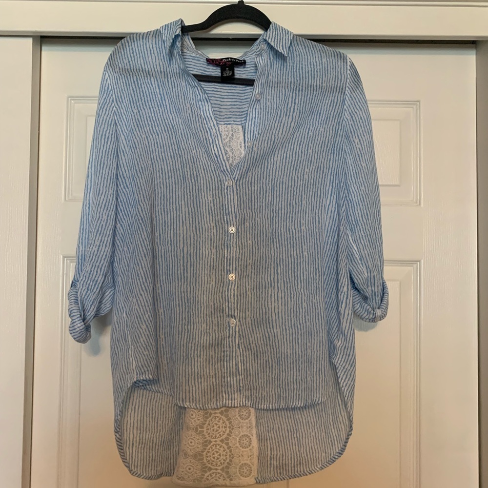 Blue and white stripe shirt